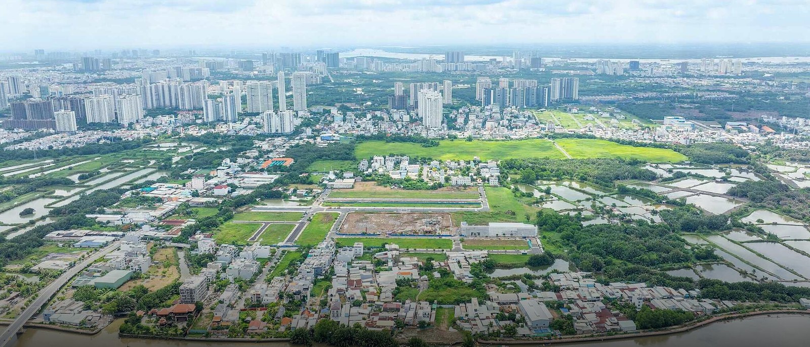 Toàn cảnh bất động sản khu Nam TP HCM khu vực Nhà Bè nhìn từ trên cao