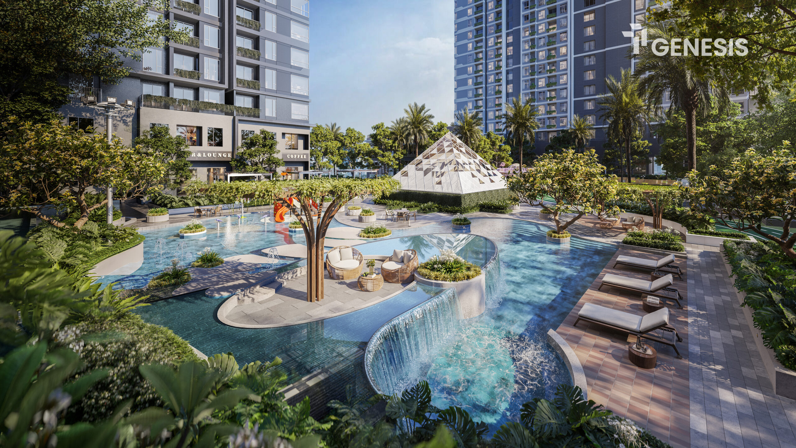 Hồ bơi giữa mảng xanh